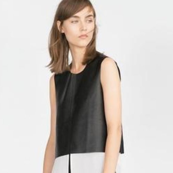 Zara Tops - Zara Faux Leather Crop Top